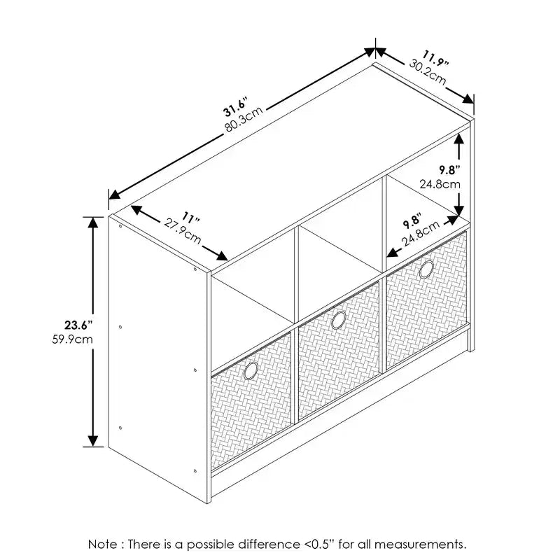 Étagère de rangement avec 3 cubes et 3 tiroirs amovibles Furinno