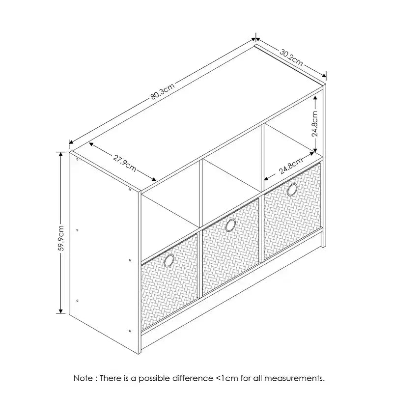 Étagère de rangement avec 3 cubes et 3 tiroirs amovibles Furinno