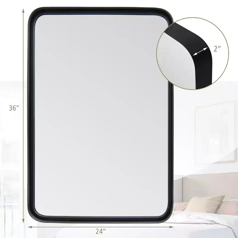 Costway Miroir de salle de bain mural rectangulaire 61X41cm/91X61cm/76X56cm, orientation verticale ou horizontale