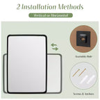 Costway Miroir de salle de bain mural rectangulaire 61X41cm/91X61cm/76X56cm, orientation verticale ou horizontale
