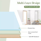 Costway Miroir de salle de bain mural rectangulaire 61X41cm/91X61cm/76X56cm, orientation verticale ou horizontale