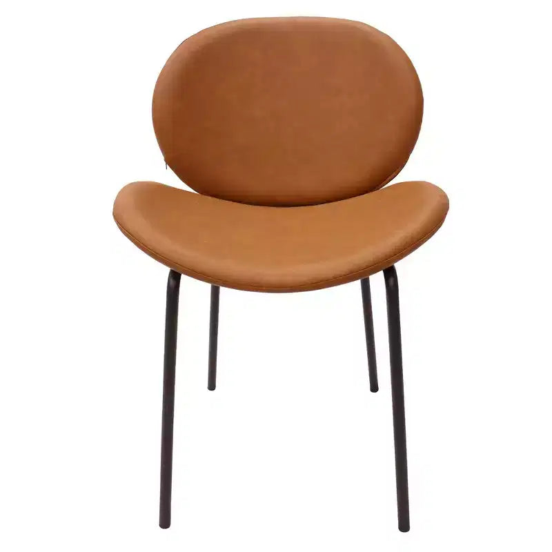 Chaise de salle à manger moderne LeisureMod Servos – Siège en cuir synthétique rembourré avec dossier incurvé et pieds en métal, confortable pour cuisine, salle à manger, café