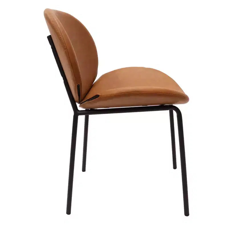Chaise de salle à manger moderne LeisureMod Servos – Siège en cuir synthétique rembourré avec dossier incurvé et pieds en métal, confortable pour cuisine, salle à manger, café