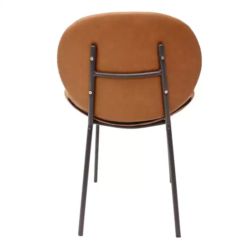 Chaise de salle à manger moderne LeisureMod Servos – Siège en cuir synthétique rembourré avec dossier incurvé et pieds en métal, confortable pour cuisine, salle à manger, café