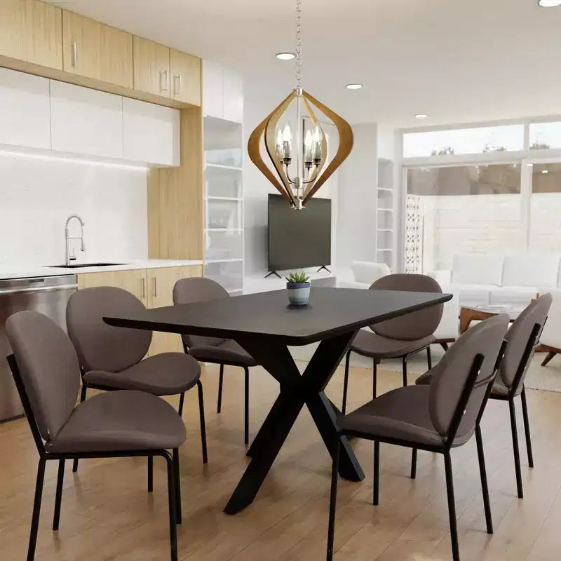 Chaise de salle à manger moderne LeisureMod Servos – Siège en cuir synthétique rembourré avec dossier incurvé et pieds en métal, confortable pour cuisine, salle à manger, café