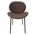 Chaise de salle à manger moderne LeisureMod Servos – Siège en cuir synthétique rembourré avec dossier incurvé et pieds en métal, confortable pour cuisine, salle à manger, café