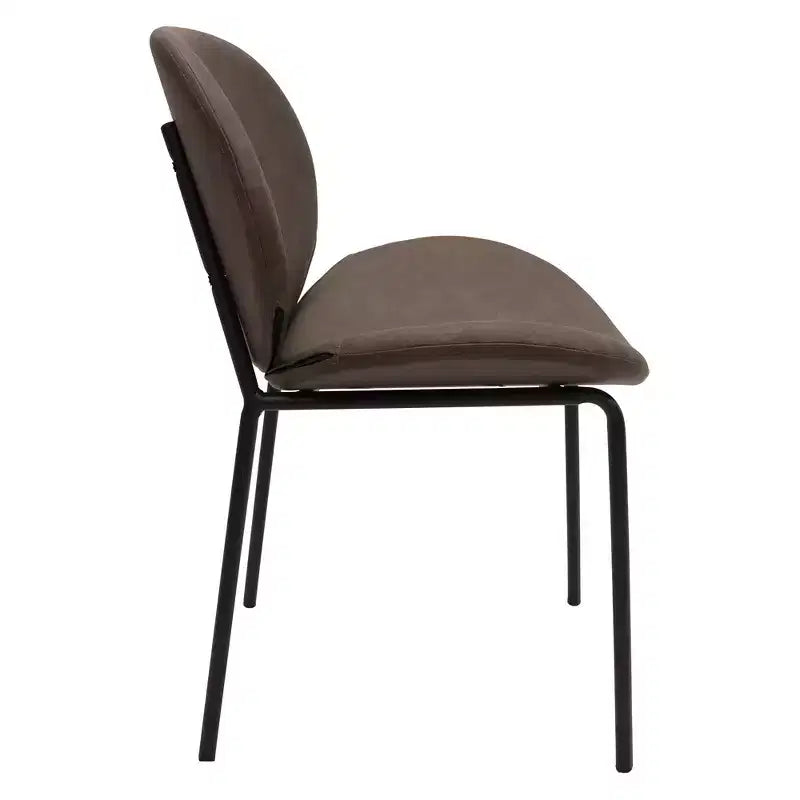 Chaise de salle à manger moderne LeisureMod Servos – Siège en cuir synthétique rembourré avec dossier incurvé et pieds en métal, confortable pour cuisine, salle à manger, café