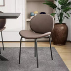 Chaise de salle à manger moderne LeisureMod Servos – Siège en cuir synthétique rembourré avec dossier incurvé et pieds en métal, confortable pour cuisine, salle à manger, café