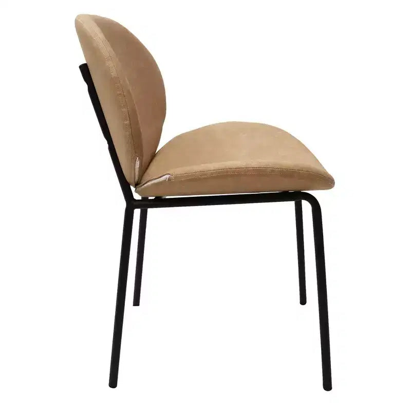 Chaise de salle à manger moderne LeisureMod Servos – Siège en cuir synthétique rembourré avec dossier incurvé et pieds en métal, confortable pour cuisine, salle à manger, café