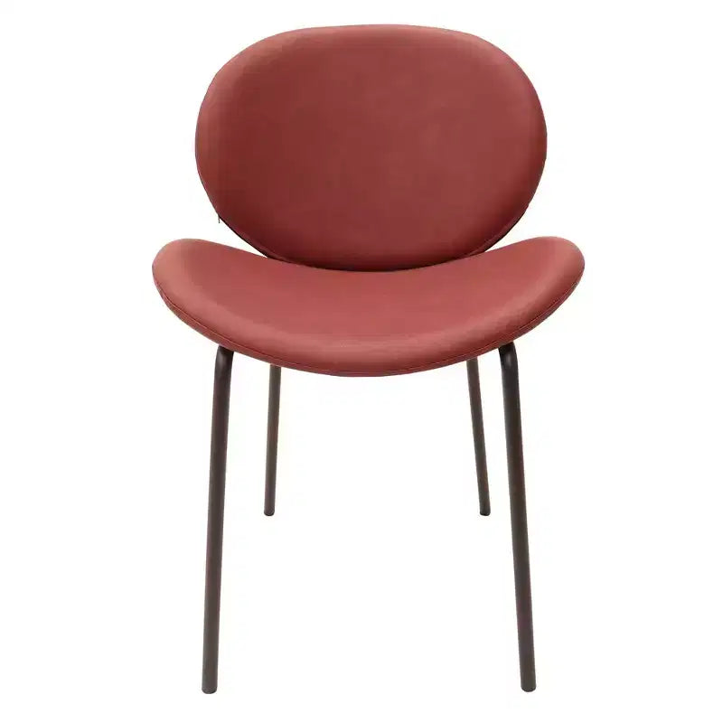 Chaise de salle à manger moderne LeisureMod Servos – Siège en cuir synthétique rembourré avec dossier incurvé et pieds en métal, confortable pour cuisine, salle à manger, café