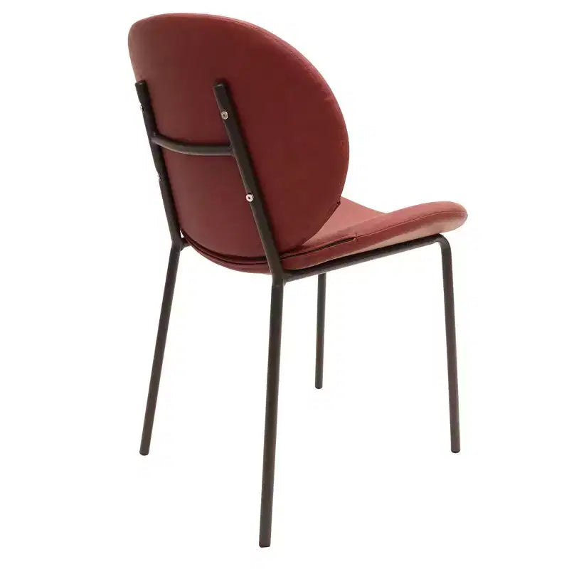 Chaise de salle à manger moderne LeisureMod Servos – Siège en cuir synthétique rembourré avec dossier incurvé et pieds en métal, confortable pour cuisine, salle à manger, café