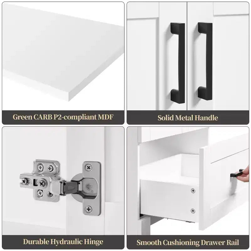 Meuble-lavabo de salle de bain Yaheetech de 86 cm avec lavabo, blanc