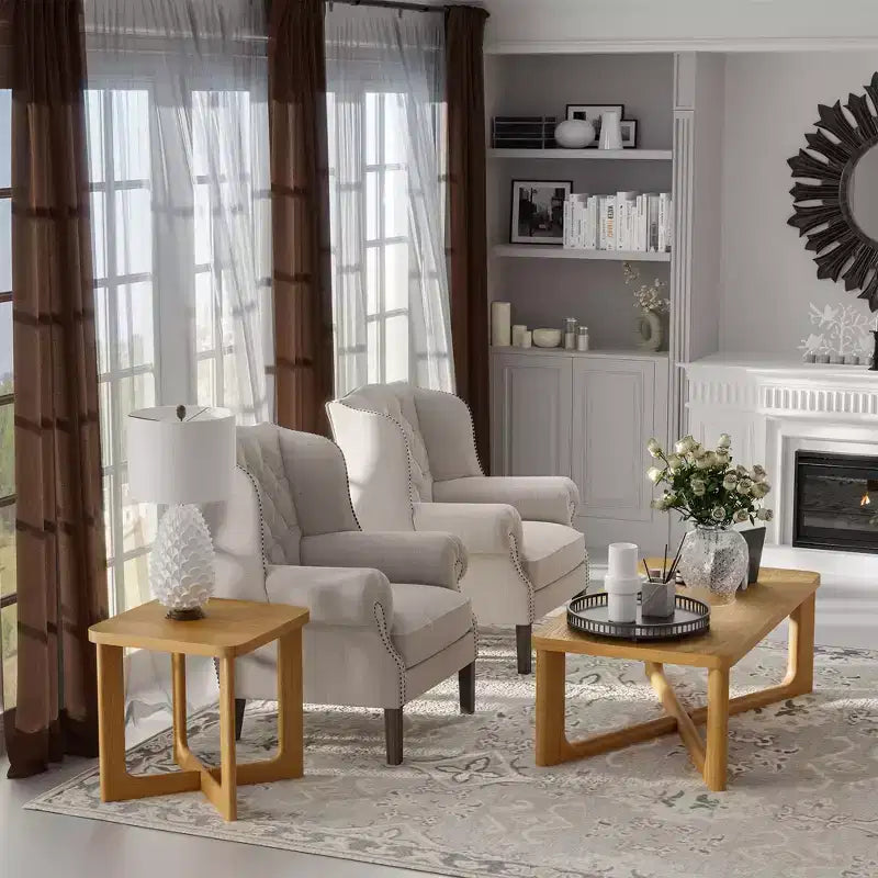 Dovelina Table d'appoint rectangulaire effet bois pour salon Petite table de bout