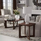 Dovelina Table d'appoint rectangulaire effet bois pour salon Petite table de bout