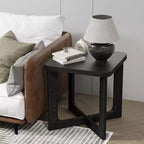 Dovelina Wood Grain Tabletop Rectangle Side Table for Living Room Small End Table