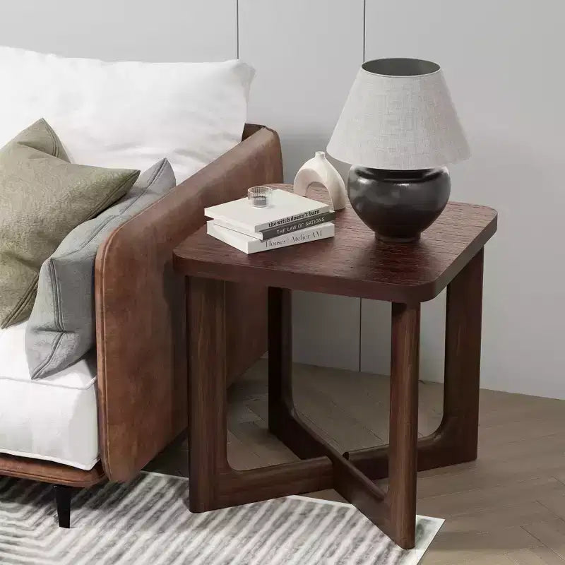 Dovelina Table d'appoint rectangulaire effet bois pour salon Petite table de bout