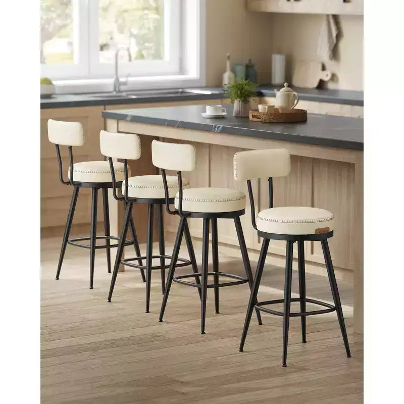 VASAGLE Collection EKHO - Lot de 2 tabourets de bar, tabourets de bar pivotants hauteur comptoir avec dossier, cuir synthétique avec surpiqûres