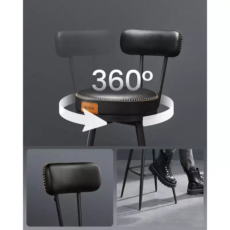 VASAGLE Collection EKHO - Lot de 2 tabourets de bar, tabourets de bar pivotants hauteur comptoir avec dossier, cuir synthétique avec surpiqûres