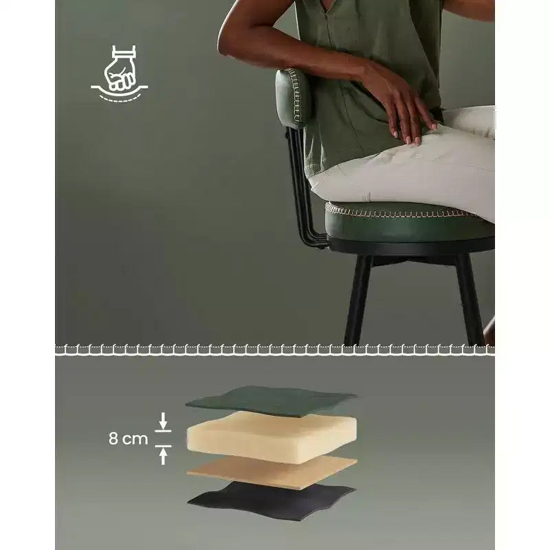 VASAGLE Collection EKHO - Lot de 2 tabourets de bar, tabourets de bar pivotants hauteur comptoir avec dossier, cuir synthétique avec surpiqûres