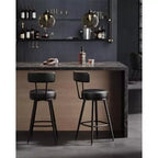 VASAGLE Collection EKHO - Lot de 2 tabourets de bar, tabourets de bar pivotants hauteur comptoir avec dossier, cuir synthétique avec surpiqûres