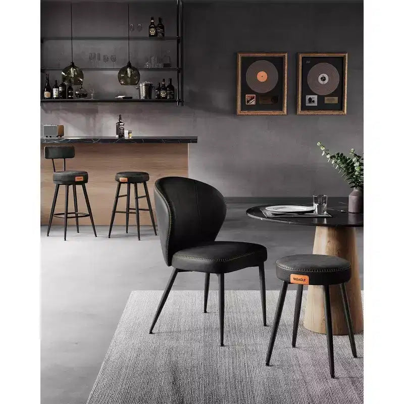 VASAGLE Collection EKHO - Lot de 2 tabourets de bar, tabourets de bar pivotants hauteur comptoir avec dossier, cuir synthétique avec surpiqûres