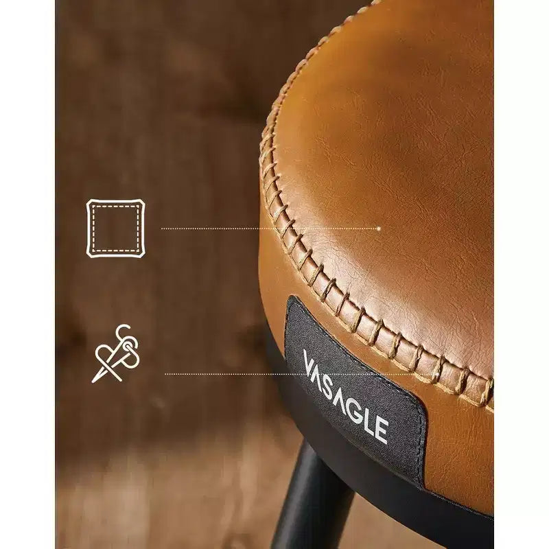 VASAGLE Collection EKHO - Lot de 2 tabourets de bar, tabourets de bar pivotants hauteur comptoir avec dossier, cuir synthétique avec surpiqûres