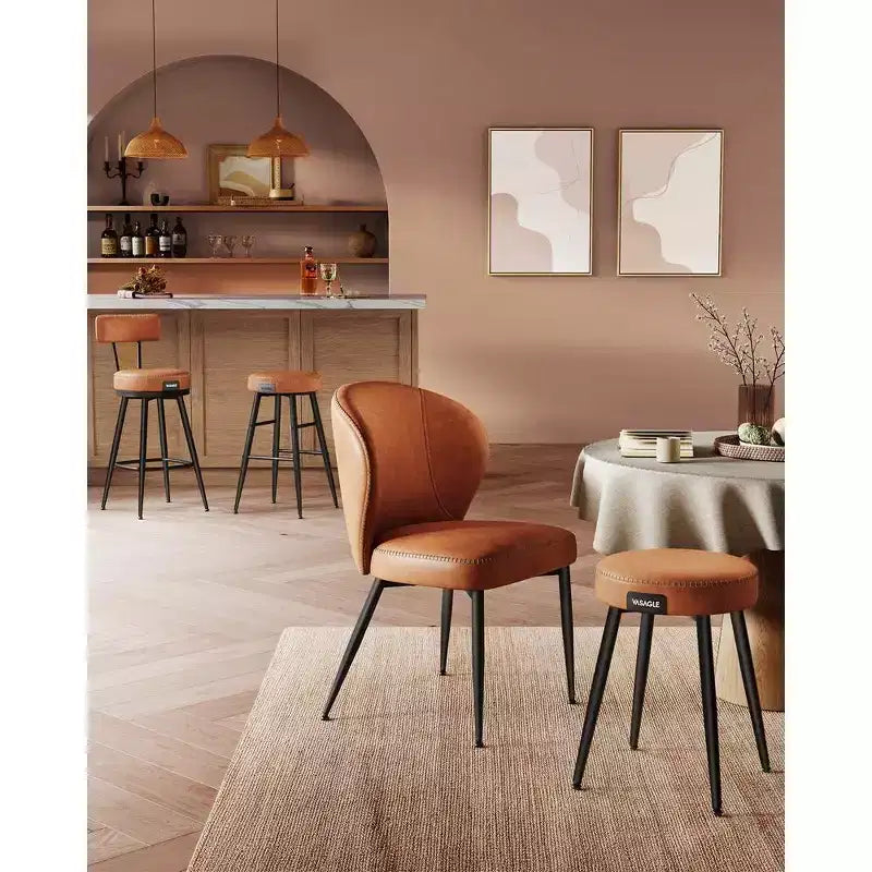 VASAGLE Collection EKHO - Lot de 2 tabourets de bar, tabourets de bar pivotants hauteur comptoir avec dossier, cuir synthétique avec surpiqûres