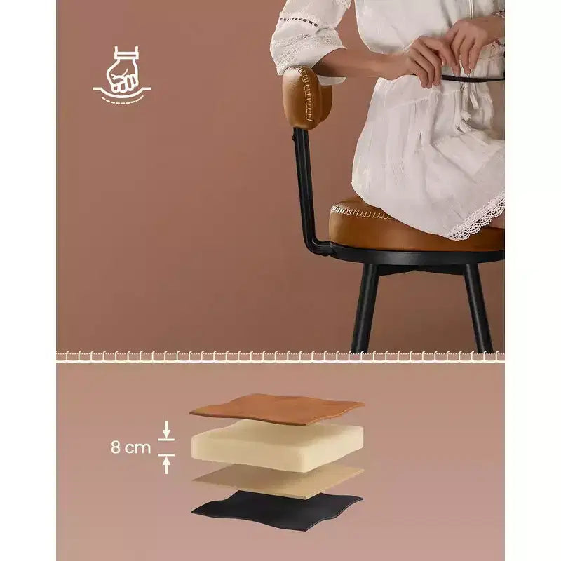 VASAGLE Collection EKHO - Lot de 2 tabourets de bar, tabourets de bar pivotants hauteur comptoir avec dossier, cuir synthétique avec surpiqûres