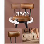 VASAGLE Collection EKHO - Lot de 2 tabourets de bar, tabourets de bar pivotants hauteur comptoir avec dossier, cuir synthétique avec surpiqûres