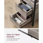VASAGLE Table d'appoint avec station de charge, Table d'extrémité étroite avec 2 tiroirs, Table de chevet fine avec rangement