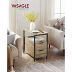 VASAGLE Table d'appoint avec station de charge, Table d'extrémité étroite avec 2 tiroirs, Table de chevet fine avec rangement