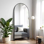 Miroir décoratif mural arqué à cadre métallique moderne Dovelina