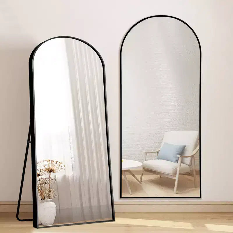 Miroir décoratif mural arqué à cadre métallique moderne Dovelina