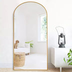 Miroir décoratif mural arqué à cadre métallique moderne Dovelina