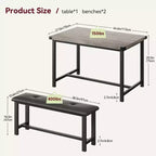 Ensemble table à manger pour 4, Table de cuisine en bois avec 2 bancs rembourrés, pour petits espaces, appartement, studio