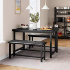 Ensemble table à manger pour 4, Table de cuisine en bois avec 2 bancs rembourrés, pour petits espaces, appartement, studio