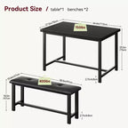 Ensemble table à manger pour 4, Table de cuisine en bois avec 2 bancs rembourrés, pour petits espaces, appartement, studio