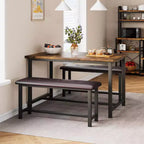 Ensemble table à manger pour 4, Table de cuisine en bois avec 2 bancs rembourrés, pour petits espaces, appartement, studio