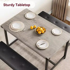 Ensemble table à manger pour 4, Table de cuisine en bois avec 2 bancs rembourrés, pour petits espaces, appartement, studio