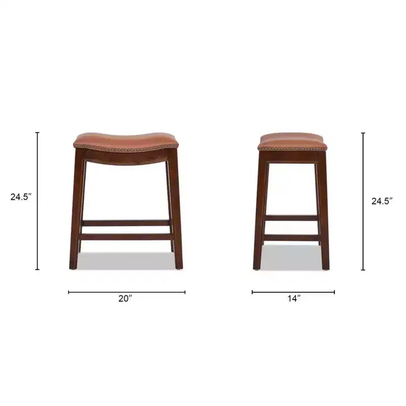 Tabouret de comptoir sans dossier Barlow 24,5 en cuir pleine fleur