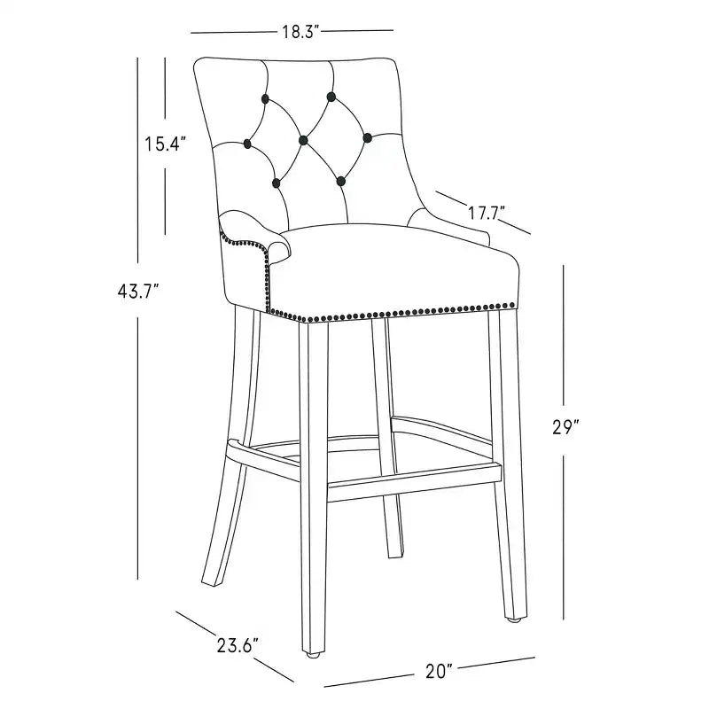 WestinTrends 29 Tabouret de bar à dossier ailé capitonné en lin (lot de 2), Thé