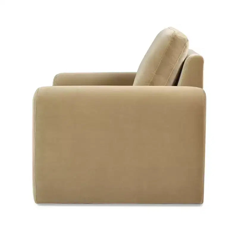 Fauteuil Mason 40 à dossier arqué, Velours Performance Beige Chameau