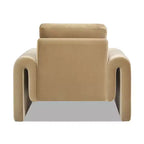 Fauteuil Mason 40 à dossier arqué, Velours Performance Beige Chameau