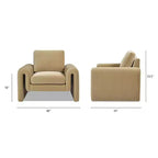 Fauteuil Mason 40 à dossier arqué, Velours Performance Beige Chameau