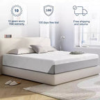 Matelas Wuleitex 10 pouces, matelas en mousse à mémoire de forme rafraîchissante pour un sommeil frais, support de décompression ergonomique à 5 zones, dureté moyenne