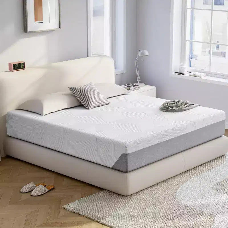 Matelas Wuleitex 10 pouces, matelas en mousse à mémoire de forme rafraîchissante pour un sommeil frais, support de décompression ergonomique à 5 zones, dureté moyenne