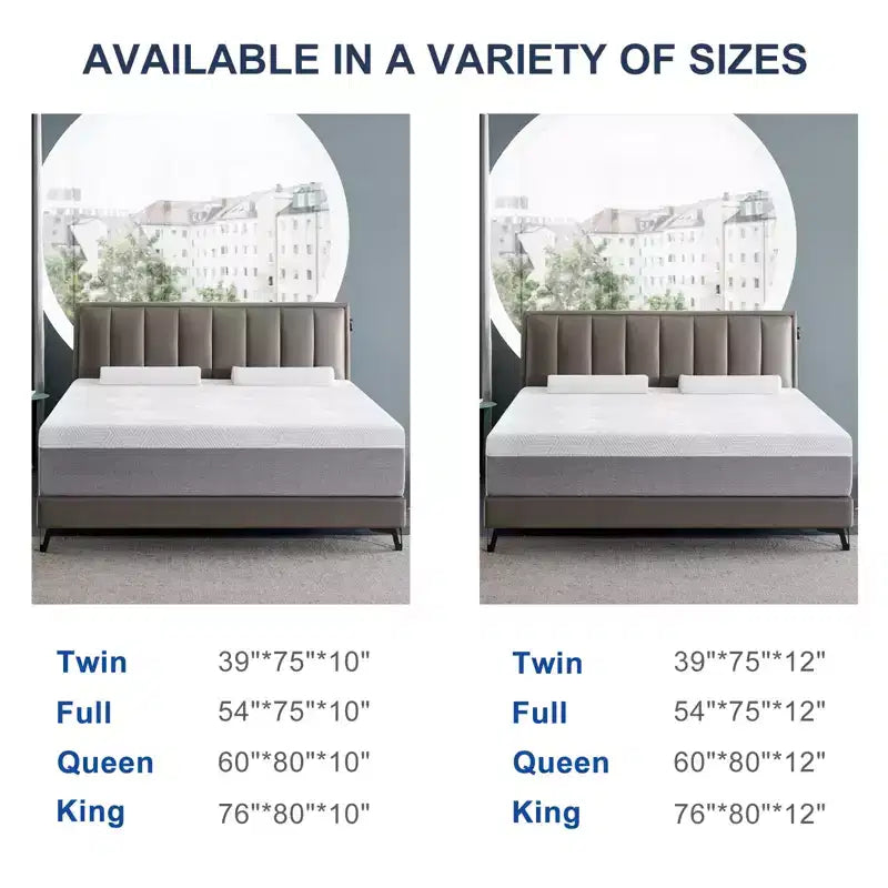 Matelas Wuleitex 10 pouces, matelas en mousse à mémoire de forme rafraîchissante pour un sommeil frais, support de décompression ergonomique à 5 zones, dureté moyenne