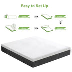 Matelas en mousse à mémoire de forme au gel rafraîchissant Wuleitex de 10 pouces, blanc, toucher moyen, sans fibre de verre, matériau de sécurité certifié