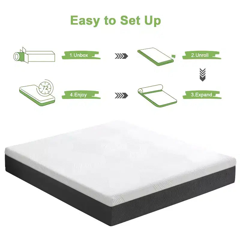Matelas en mousse à mémoire de forme au gel rafraîchissant Wuleitex de 10 pouces, blanc, toucher moyen, sans fibre de verre, matériau de sécurité certifié
