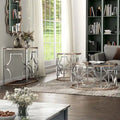Ensemble de 3 tables basses Ders Glam Chrome et placage or avec plateau en verre trempé par Furniture of America